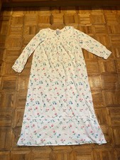 LANZ OF SALZBURG Women Nightgown S Blue Red Tulips Embroidered Trim 100 Cotton