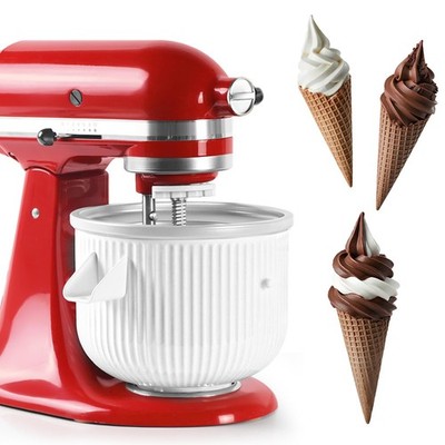 FOKIEE Ice Cream Maker For KitchenAid 4.5QT/5QT/6QT/7QT Mixers, White 