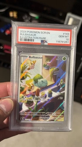 Bulbasaur Stellar Crown Illustration Holo Card 143/142 PSA 10