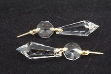 2 Pieces 1-7/16" Long Chandelier Full Lead Glass Crystal Drop Prism w/ 1/2" Bead