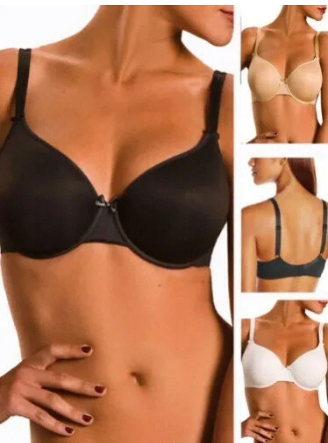 Chantelle Invisible Bra Black T Shirt C12410 Seamless Underwire Padded