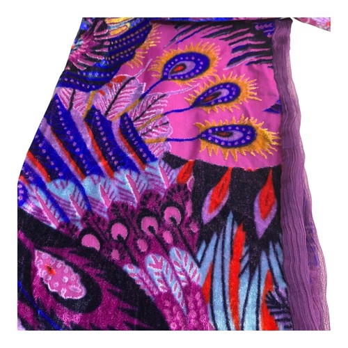 Burnout Crushed Velvet Schal Pfau Whimsigoth Witchy Dopamin Rechteck Unikat - Bild 5 von 7
