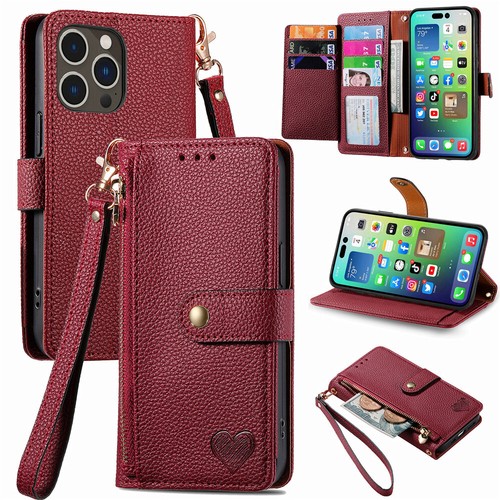 For iPhone 16 15 14 13 12 11 Pro XS MAX 8 7+ Leather Case Zip Wallet RFID Cover - Picture 12 of 88