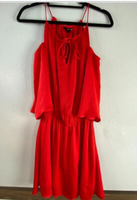 H&M Bright Orange Red Halter Off Shoulder Flowy Satin Dress Size 4 | eBay H&M Bright Orange Red Halter Off Shoulder Flowy Satin Dress Size 4 | eBay