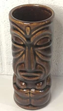 Vintage Folly Beach SC Tiki Face Candle Holder Figurine Glazed Pottery Souvenir