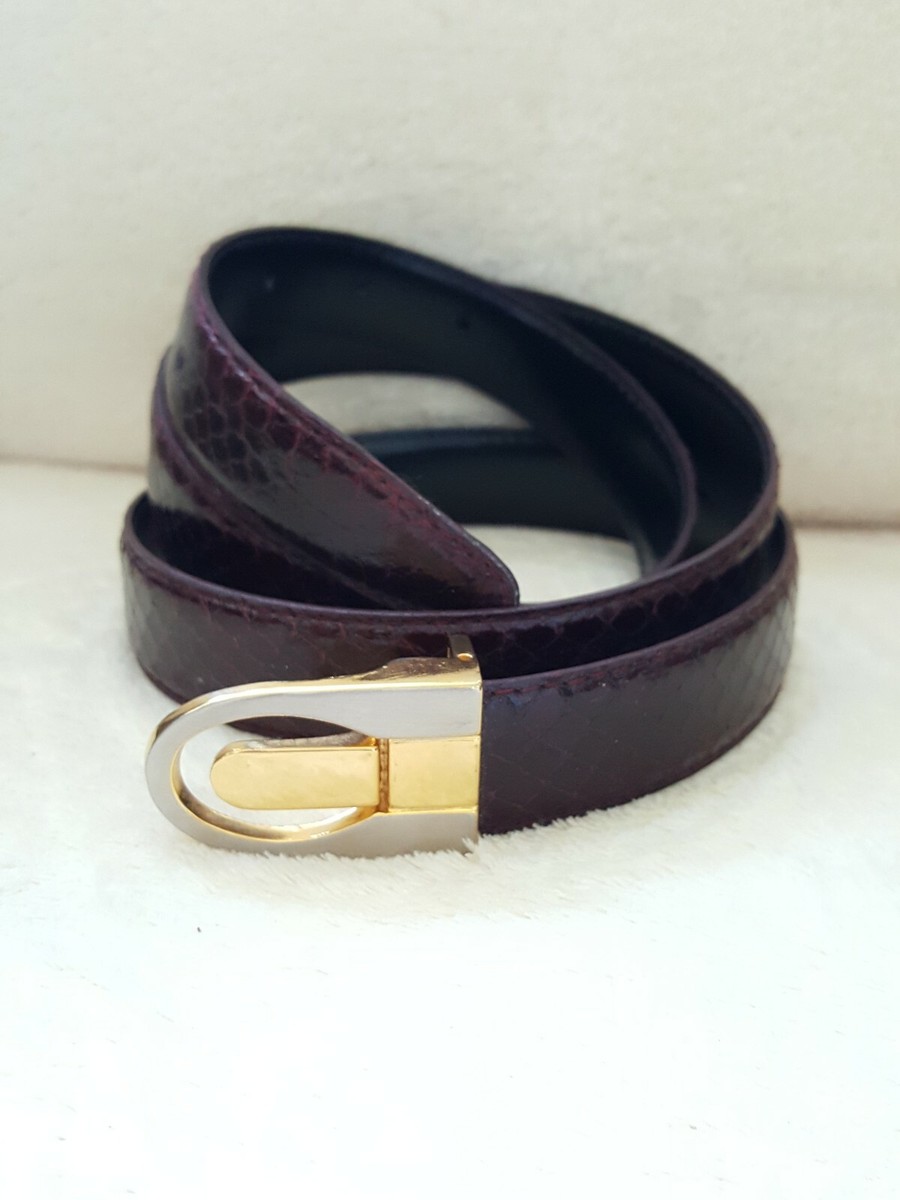 Genuine Snake Skin Burgundy Red Leather Belt with Solid Brass Buckle Fresco Golf main image 4