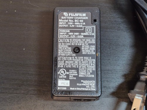 Fujifilm Lithium Ion Battery Charger BC-40 + Cord Cable Input 100-240v 50/60Hz - 第 1/5 張圖片
