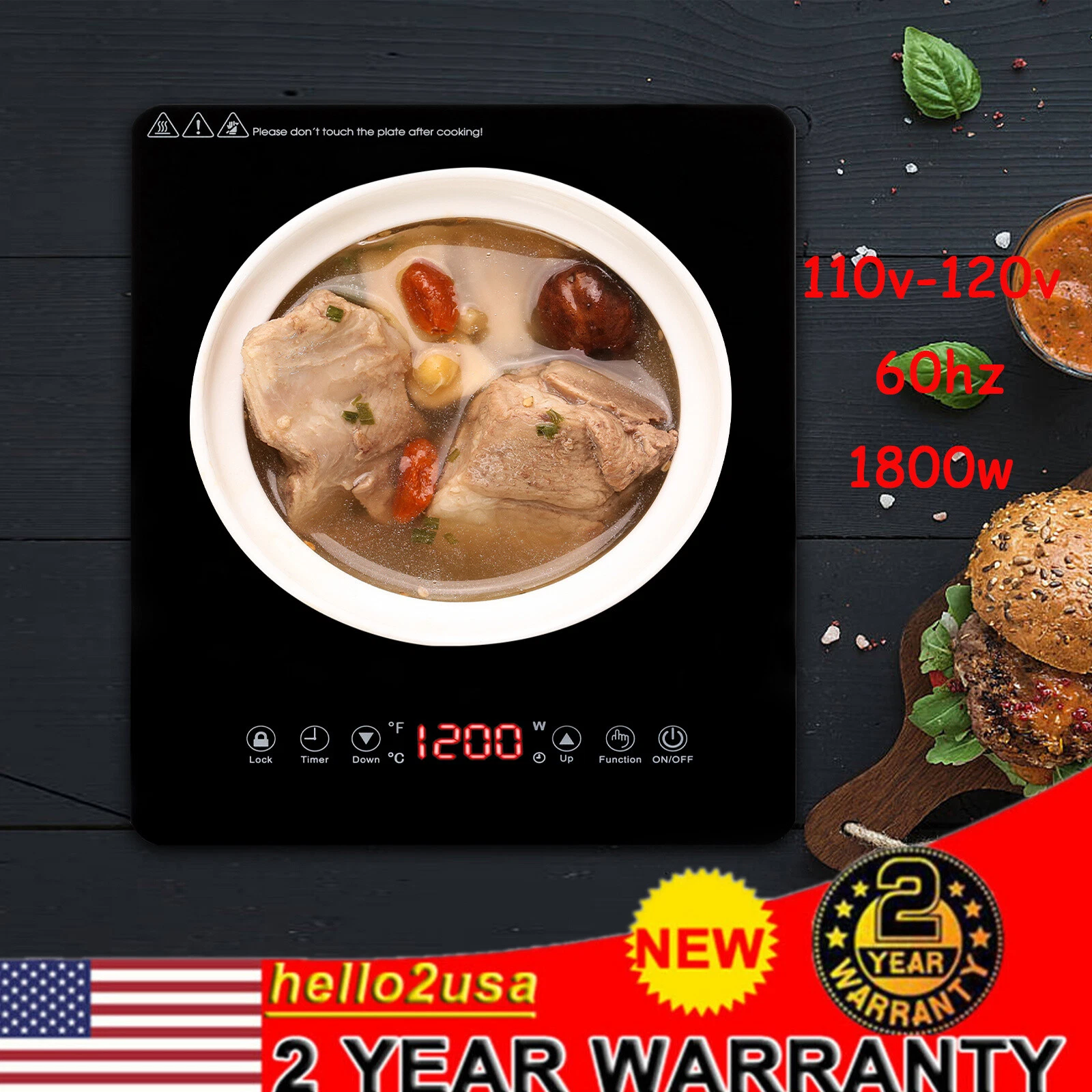 Electric Induction Cooktop Built-in Stove Top Single Burners Portable w/ Timer
Opens in a new window