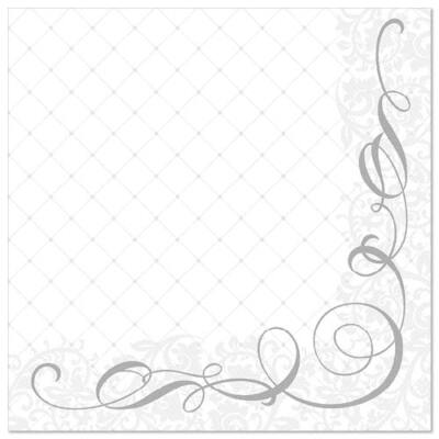 50 Servietten ''ROYAL Collection'' 1/4-Falz 40 cm x 40 cm silber ''Megan''