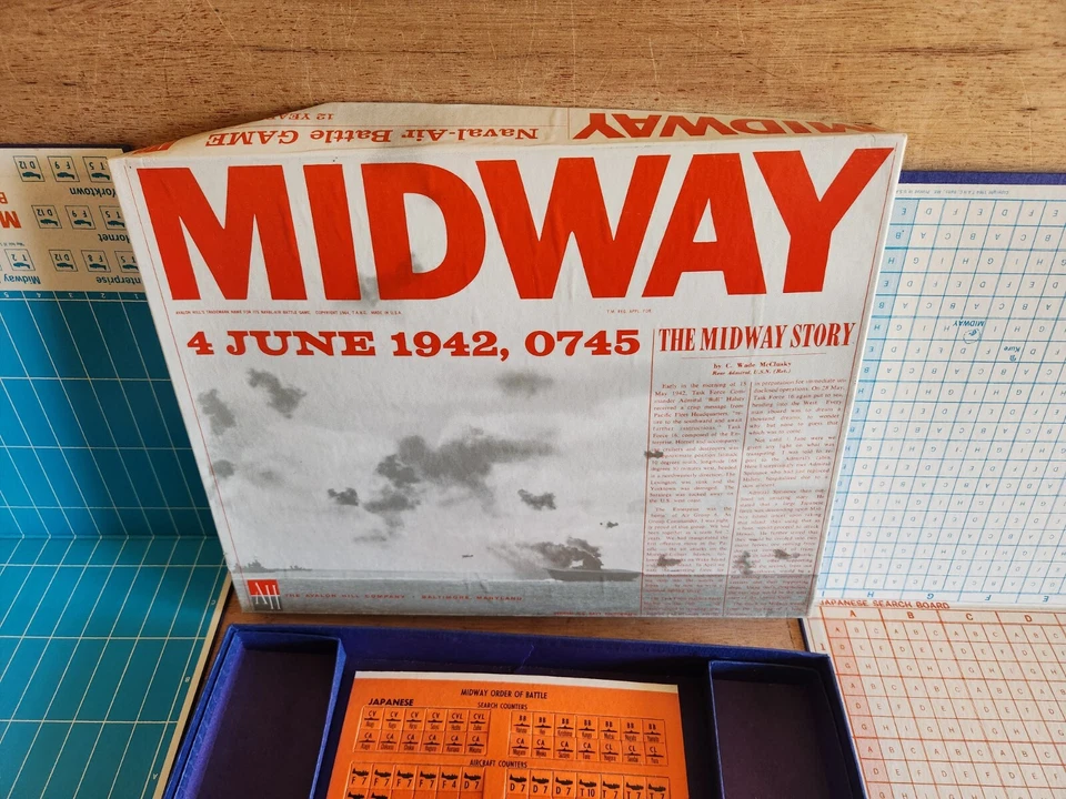 Midway Board Game Naval Strategy Complete Unpunched Vintage 1964 Avalon Hill - Image 2 of 4