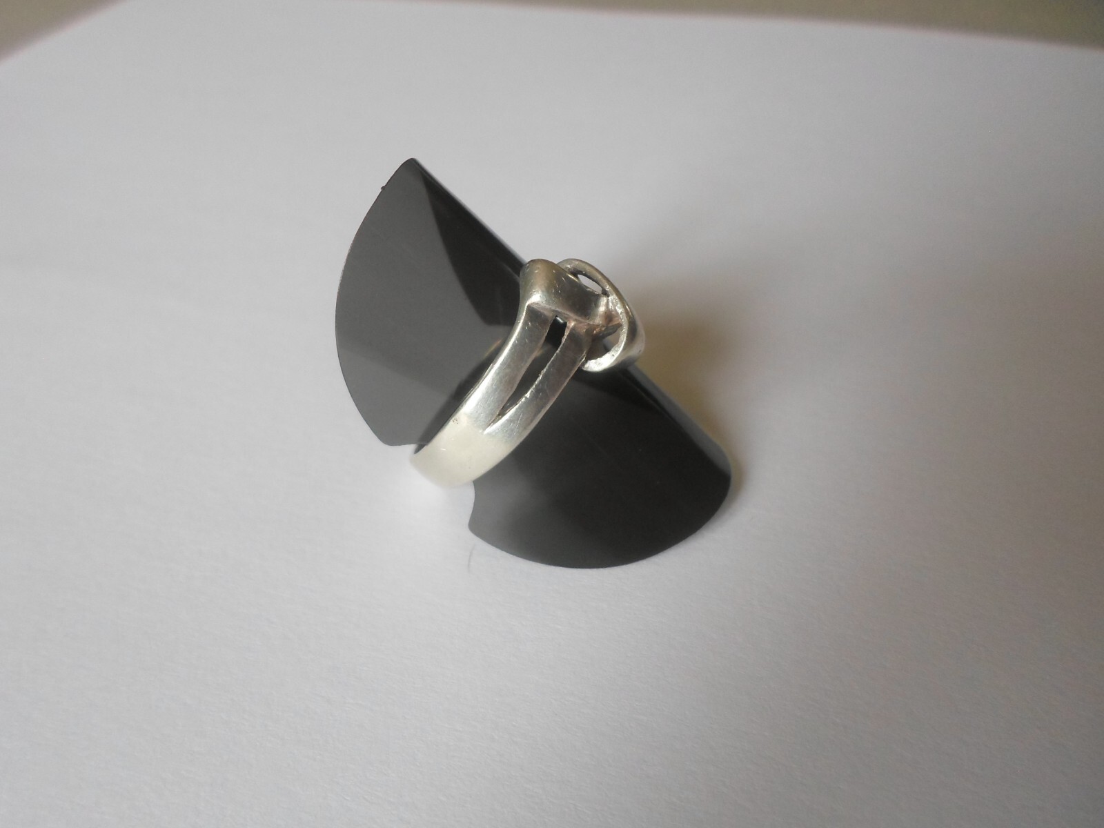 solid silver ring, openwork, crossed, size 58 - image 5