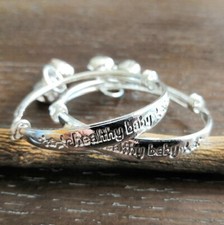 Elegant 925 Sterling Silver 2" Bracelet Bangle for Newborn Healthy Baby 2 pcs