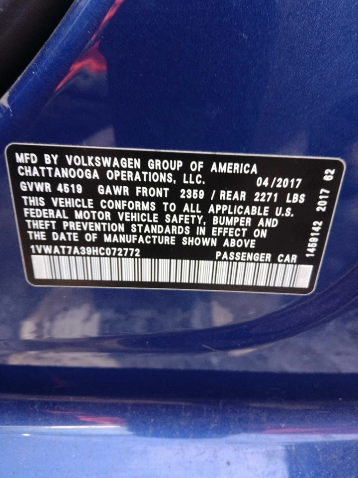 2017 Volkswagen Passat Steering Wheel Air Bag Blue Used 68K Miles OEM Part 91972 Foto 4 de 4