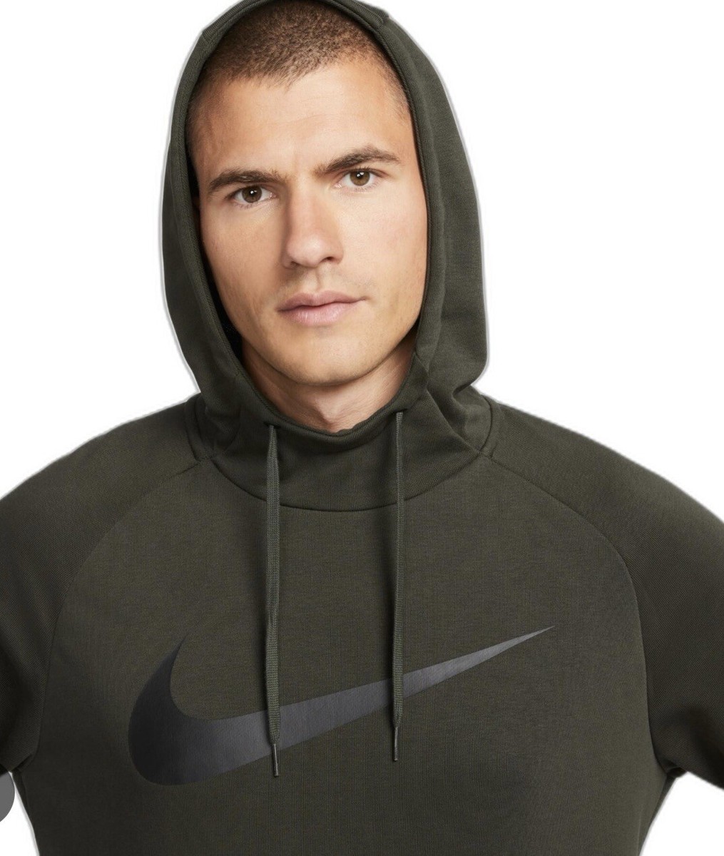 Nike Men's $60 Dri-Fit Pullover Training Hoodie Olive Green NEW