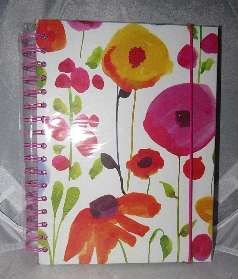 PINK WATERCOLOR FLORAL POPPY WILDFLOWER HARDCOVER ELASTIC BAND CLOSURE JOURNAL - Image 2 of 4