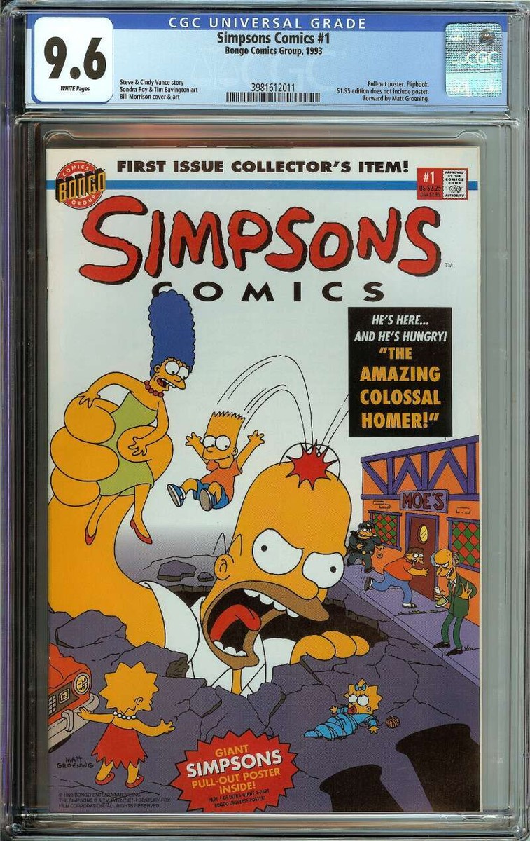 SIMPSONS COMICS #1 CGC 9.6 WHITE PAGES // FANTASTIC FOUR #1