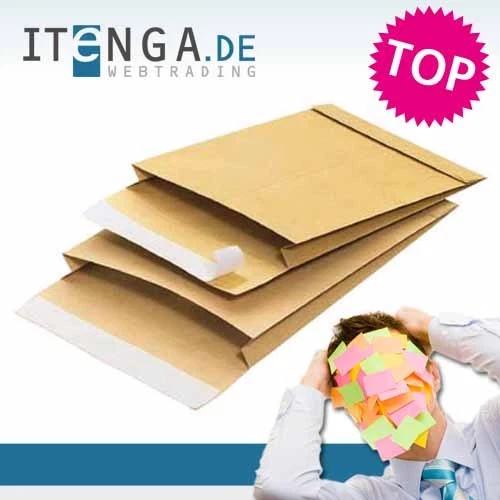 100 Stück Faltenversandtasche / Faltentasche / Versandtasche B4 braun 140g