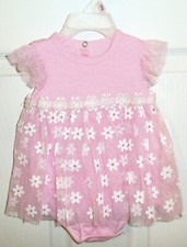 Darlings Baby Girls 1 pc Pink Dress with flowers Choose Sizes 3-6 m or 6-9 m NEW