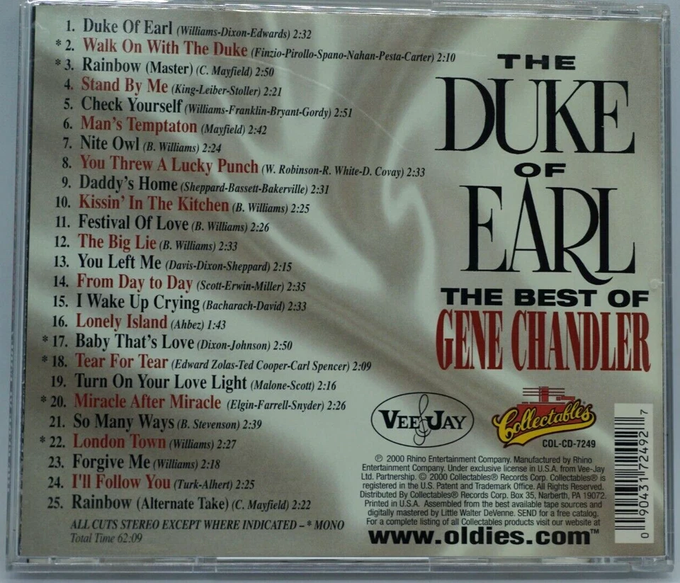 Gene Chandler : The Duke Of Earl (The Best Of) CD Album - RARE - Image 2 of 3