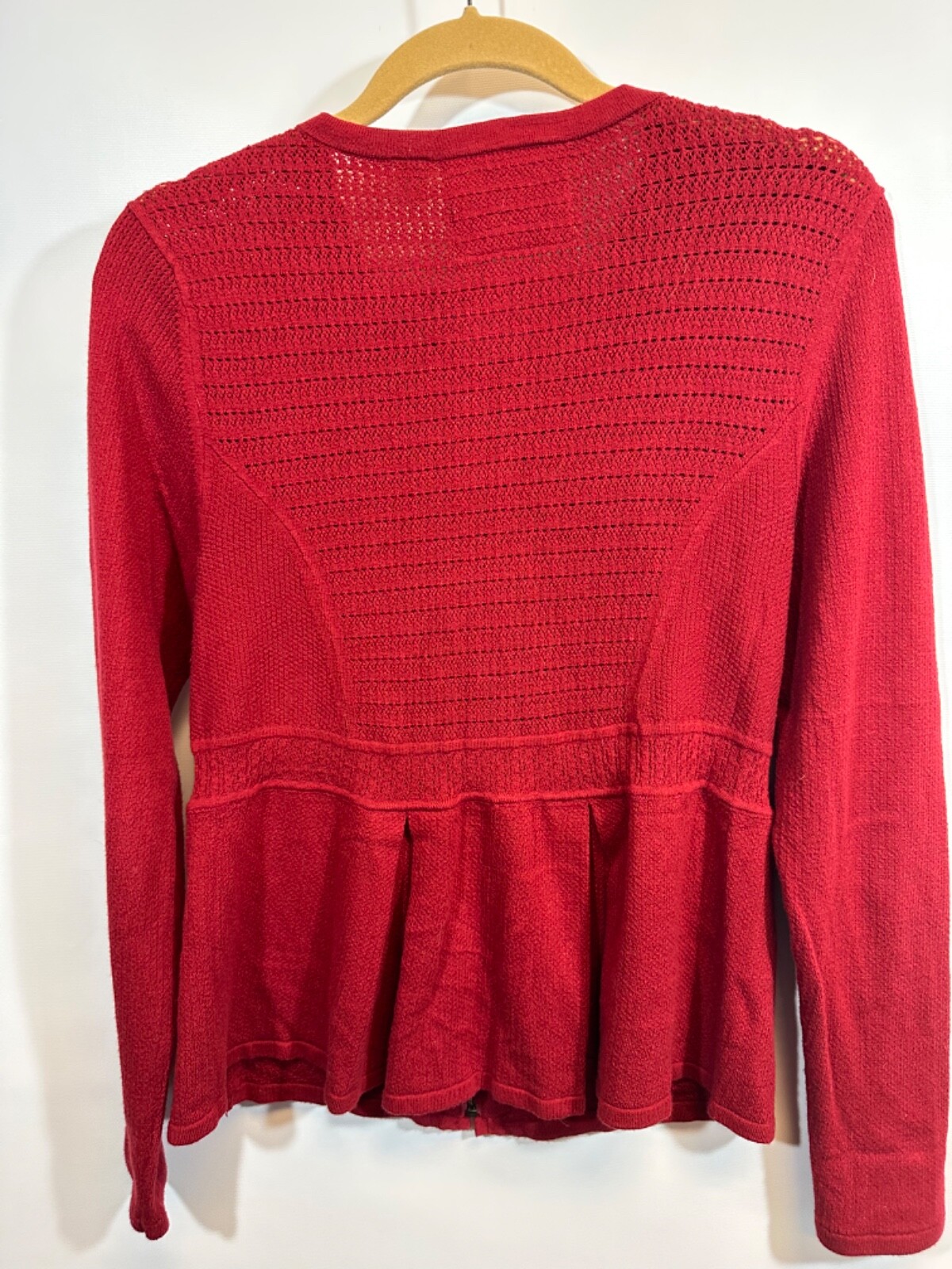 Anthropologie Angel of the North Red Knit Full Zip peplum sweater size M  A27 | eBay