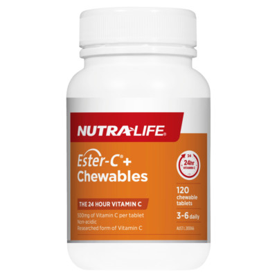 Nutra-Life Ester-C + 120 Chewable Tablets Non-Acidic Vitamin C 500mg Immunity