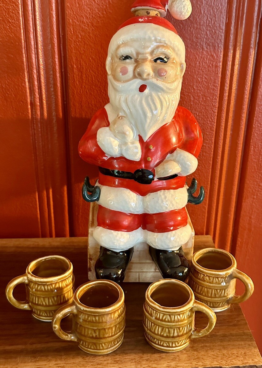 RARE VTG Chase Ceramic Santa Claus Kitsch Liquor Decanter 4