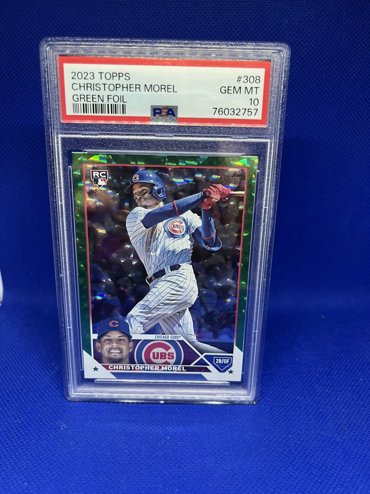 2023 TOPPS CHRISTOPHER MOREL GREEN FOIL #308 PSA 10 ROOKIE /499