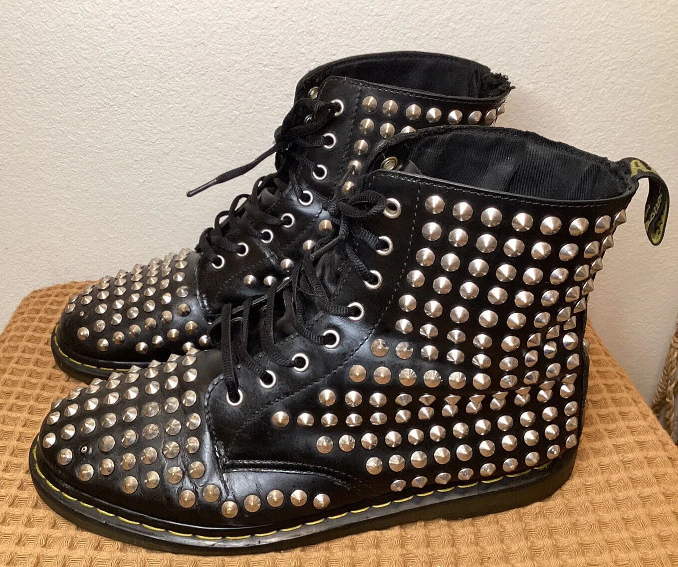 RARE Dr. Martens Spike Men’s Sz 13 Black Silver Combat Boots Beads Studded Punk