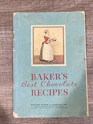 Cook Book, Chocolate, Baker's Best Chocolate Recipes 1932, Walter Baker