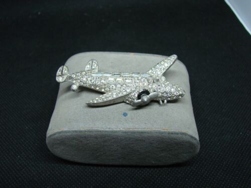 RHINESTONE PROP AIRPLANE JEWELRY PIN 1940/50 ERA !