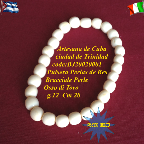Bracciale Perle Osso di Toro Arte Cubana Trinidad Pezzo unico - Foto 2 di 6