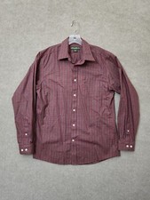 Eddie Bauer Button Up Shirt Mens M Red Multi Check Wrinkle Resistant Classic Fit