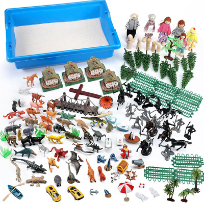 Play Therapy Sand Tray Basic Portable Starter Kit with Tray, Sand, and Miniature