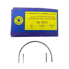 C.S. Osborne Pack Of 12 Curved Needles Extra Light #501X Size 4" Made In USA