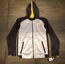 Pittsburgh Steelers NFL Team Full Zip Up Hoodie Youth XL Gray/ Gold / Black