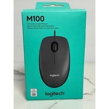 Logitech M100 Full-Size Corded USB Mouse Charcoal Gray 910-001601 Ambidextrous