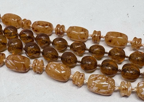 Vintage Goldtone Faux Amber Resin Beaded Pendants Necklace (L10) Jewellery Brown - Picture 3 of 6