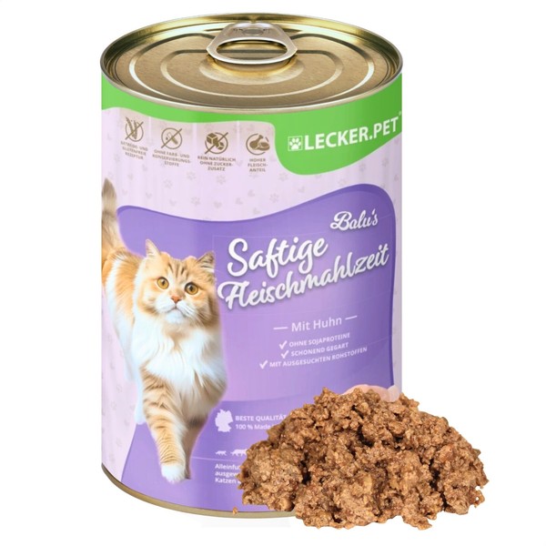 24 X 400 G Balu's Saftige Fleischmahlzeit Mit Huhn Katzen Nassfutter Lecker.Pet®-image