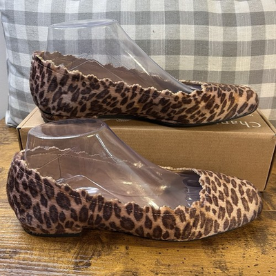 #ad Crown amp; Ivy Leopard Print Women’s Size 8 Slip On Flats Scalloped Edge “Venice” $21.95