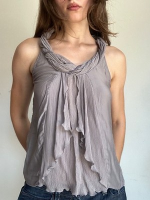 Pure Silk Top Scarf Neck Detail