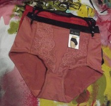 3 NEW PRIMA VALENTINA 871419 RS/BK/RD MICROFIBER LACE TRIM BRIEF PANTIES S
