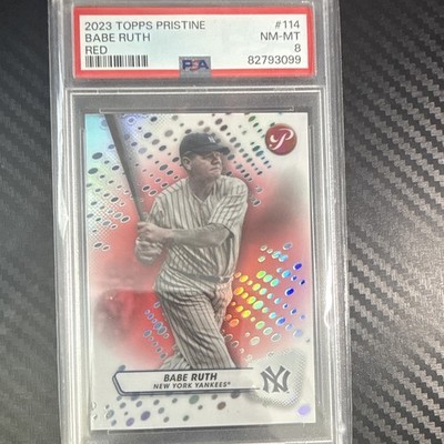 Topps 2023 Pristine Babe Ruth Red Refractor #114 PSA 8 Yankees /5