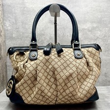 Gucci Sukey Borsa a Mano Diamante Nera Tela Pelle Incastro Autore