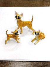 Vintage Chihuahua Dog Family Figurines Lot of Three Bone China