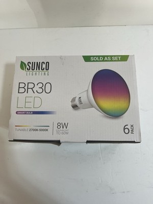 Sunco 6 Pack BR30 LED Smart Bulbs