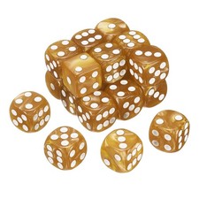20Pcs 6 Sided Colored Standard Dice, Acrylic D6 Pearl Pattern Dice, Orange