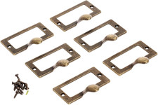 6-Pack Antique Brass Label Frame Card Holder Drawer Box Case Cabinet Cupboard Pu