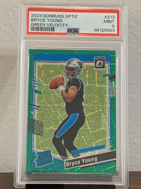 Bryce Young 2023 Donruss Optic Rated Rookie Green Velocity #213 PSA 9