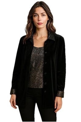Graver Studio Velvet Jacket & Snakeskin Tank Set Women s M Black 2-Piece Outfit