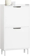 Shoe Cabinet Rack with 2 Flip-Drawers Storage Cupboard Organizer Unit FSR151-W